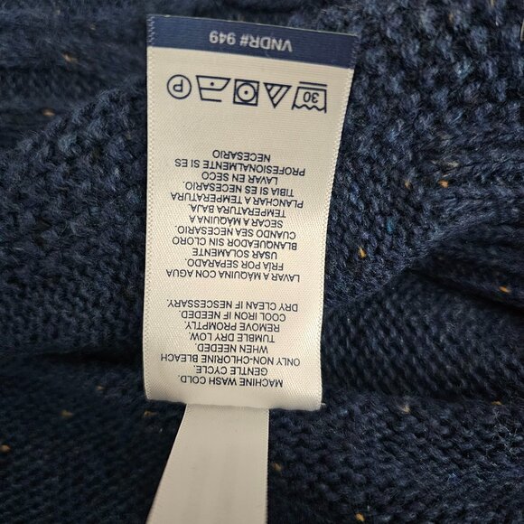 Chaps Cable Neck Knit Open Front Cotton Blend Navy Blue Cardigan Sweater New S - Picture 10 of 10